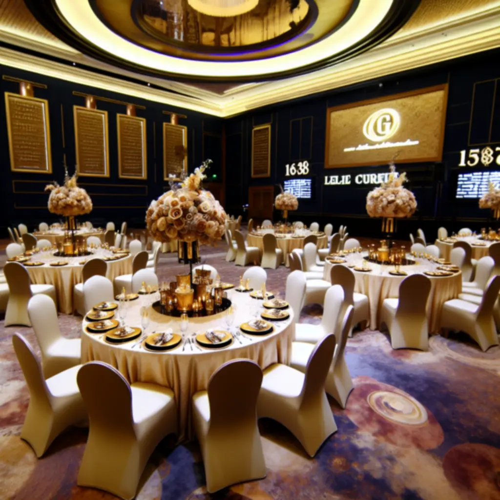 Ekskluzywna aranżacja sali eventowej w stylu kasynowym
