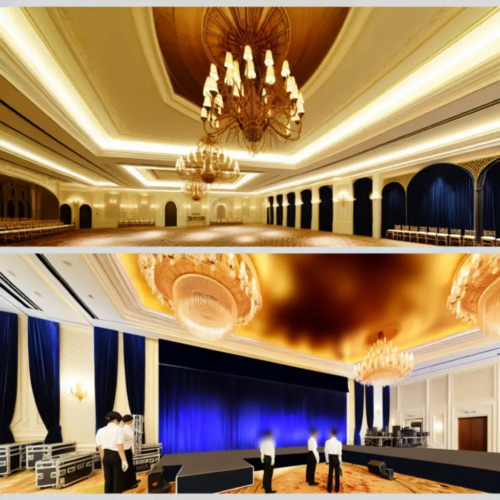 Wystawna sala balowa przygotowana na galę wieczorową