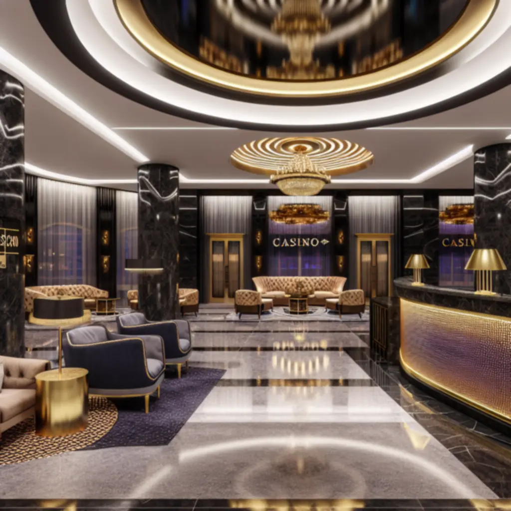 Luksusowe lobby hotelu-kasyna z eleganckim wystrojem