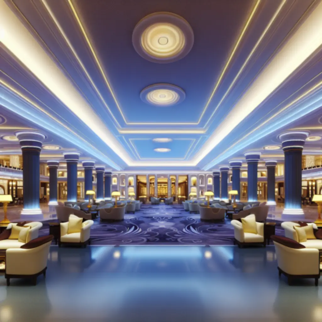 Luksusowe wnętrze kasyna z elegancką oprawą świetlną