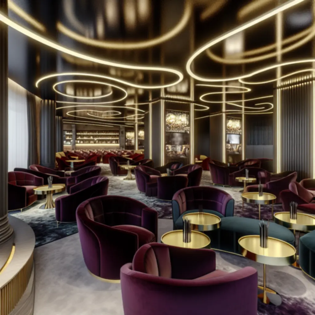 Opulentne, eleganckie wnętrze luksusowego hotelu casino